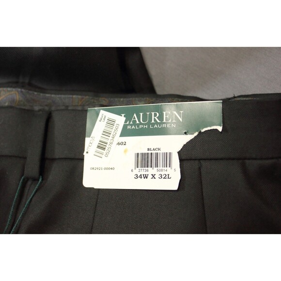 Lauren Ralph Lauren Men Black Ultraflex Dress Pants Classic Pleated 34 X 32 New - Picture 11 of 14
